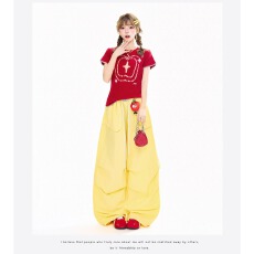 辣到中暑美式辣妹嘻哈街舞风多巴胺系带速干阔腿裤宽松垂坠感长裤