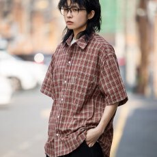 批发新款原宿夏季格子短袖衬衫男女半袖衬衣简约百搭无品牌<b class='q'>时尚</b><b class='q'>潮流</b>