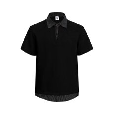 批发2026夏季美式复古条纹假两件短袖POLO衫<b class='q'>男</b>女潮牌宽松百搭情侣<b class='q'>体恤</b>