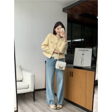 批发黄色短款小香风外套女2025年秋季新款高级感宽松百搭上衣夹克