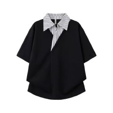 批发2026新款夏季拼接假两件<b class='q'>短袖</b>POLO衫男女潮牌宽松情侣休闲百搭<b class='q'>T</b><b class='q'>恤</b>