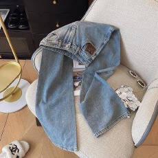 批发2026春秋新款刺绣宽松大码小个子窄版直筒裤<b class='q'>浅色</b>高腰阔腿<b class='q'>牛仔裤</b>女