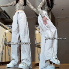 批发美式ins春夏季网格速干裤<b class='q'>男</b>女百搭透气运动裤宽松显瘦休闲长裤子