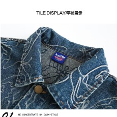 批发腰果花浮雕提花设计廓形版无性别时装感衬衫式<b class='q'>牛仔</b>外套