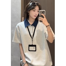 批发曼巴棉<b class='q'>衬衫</b>领常青树短袖<b class='q'>T</b><b class='q'>恤</b>女男夏季拼接撞色正肩半袖polo衫