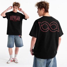 批发BIPOLAR米粒绣撞色基础短袖美式休闲宽松上衣<b class='q'>百搭</b>夏季薄款情侣潮