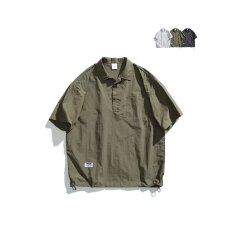 批发日系潮牌简约口袋机能风<b class='q'>短袖</b>T恤<b class='q'>男</b>女POLO衫情侣速干工装衬衫上衣