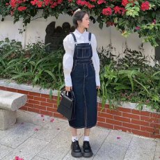 批发牛仔背带裙女2026春夏韩系中长款洋气减龄连衣裙宽松学生ins<b class='q'>复古</b>