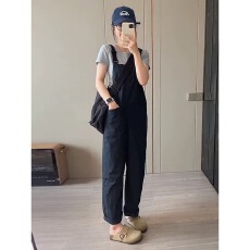 批发2026<b class='q'>女童</b>装夏季新款美式复古时尚休闲百搭<b class='q'>背带裤</b>直筒裤宽松工装风