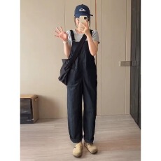 批发2026<b class='q'>女童</b>装夏季新款美式复古时尚休闲百搭<b class='q'>背带裤</b>直筒裤宽松工装风