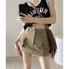 批发纯欲风南大街a字工装半裙半身裙女夏天牛仔裙<b class='q'>性感</b>包臀裙口袋裙子
