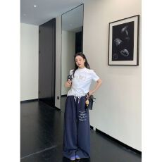 批发立体包边美式字母印花直筒运动休闲裤松弛感高腰<b class='q'>百搭</b>阔腿卫裤