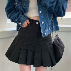 批发2026年春夏季新款显瘦辣妹百搭黑色百褶<b class='q'>短裙</b>女<b class='q'>包臀</b>a字半身裙