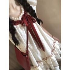 批发法式甜美波点蝴蝶结连衣<b class='q'>裙</b>女夏季小个子宽松显瘦蛋糕<b class='q'>裙</b>小飞袖短<b class='q'>裙</b>