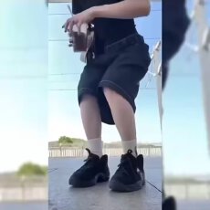 批发美式高街印花牛仔短裤<b class='q'>女</b>2026夏季新款潮牌高腰水洗阔腿六分裤中裤