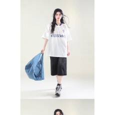 批发美式几何复古<b class='q'>街头</b>t恤男女2026款夏季橄榄球球衣短袖宽松休闲上衣