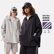 批发日系纯色宽松开衫防<b class='q'>晒衣</b>男女潮牌学生运动拉链外套搭配五分裤