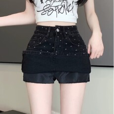 批发法式复古圆点牛仔半身裙女夏<b class='q'>大码</b>设计感高腰包臀中裙a字裙