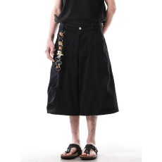 批发2026夏季美式潮牌打褶廓形弯刀七分休闲裤<b class='q'>男</b>女高街宽松工装<b class='q'>短裤</b>