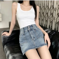 批发2026摩登牛仔<b class='q'>短</b><b class='q'>裤裙</b>女夏季薄款防走光小个子高腰显瘦a字包臀<b class='q'>短</b>裙