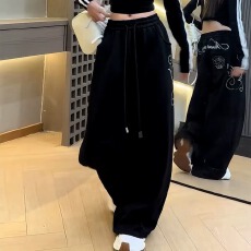 批发卫<b class='q'>裤</b>女木光春秋季新款休闲复古时尚刺绣宽松<b class='q'>显瘦</b>高腰阔腿弯刀长<b class='q'>裤</b>