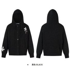 批发原宿ins百搭<b class='q'>新款</b>潮流花纹绣章镂空宽松戴帽拉链春季针织<b class='q'>毛衣</b>文艺