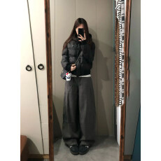 批发美式复古黑色短款棉服冬季女款2026年新款加厚肯豆风棉衣连帽外套