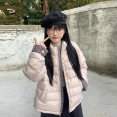 批发粉色立领棉服外套女冬季2026新款加绒加厚保暖小个子短款棉衣棉袄