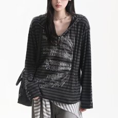 气质潮流简约小众暗黑标语条纹半拉链修身短款连帽外套女流行新款