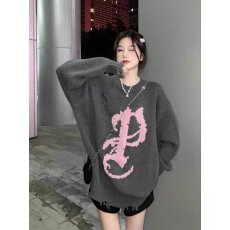 潮流气质嘻哈暗黑街头提花毛衣秋冬男女宽松套头针织衫时尚流行