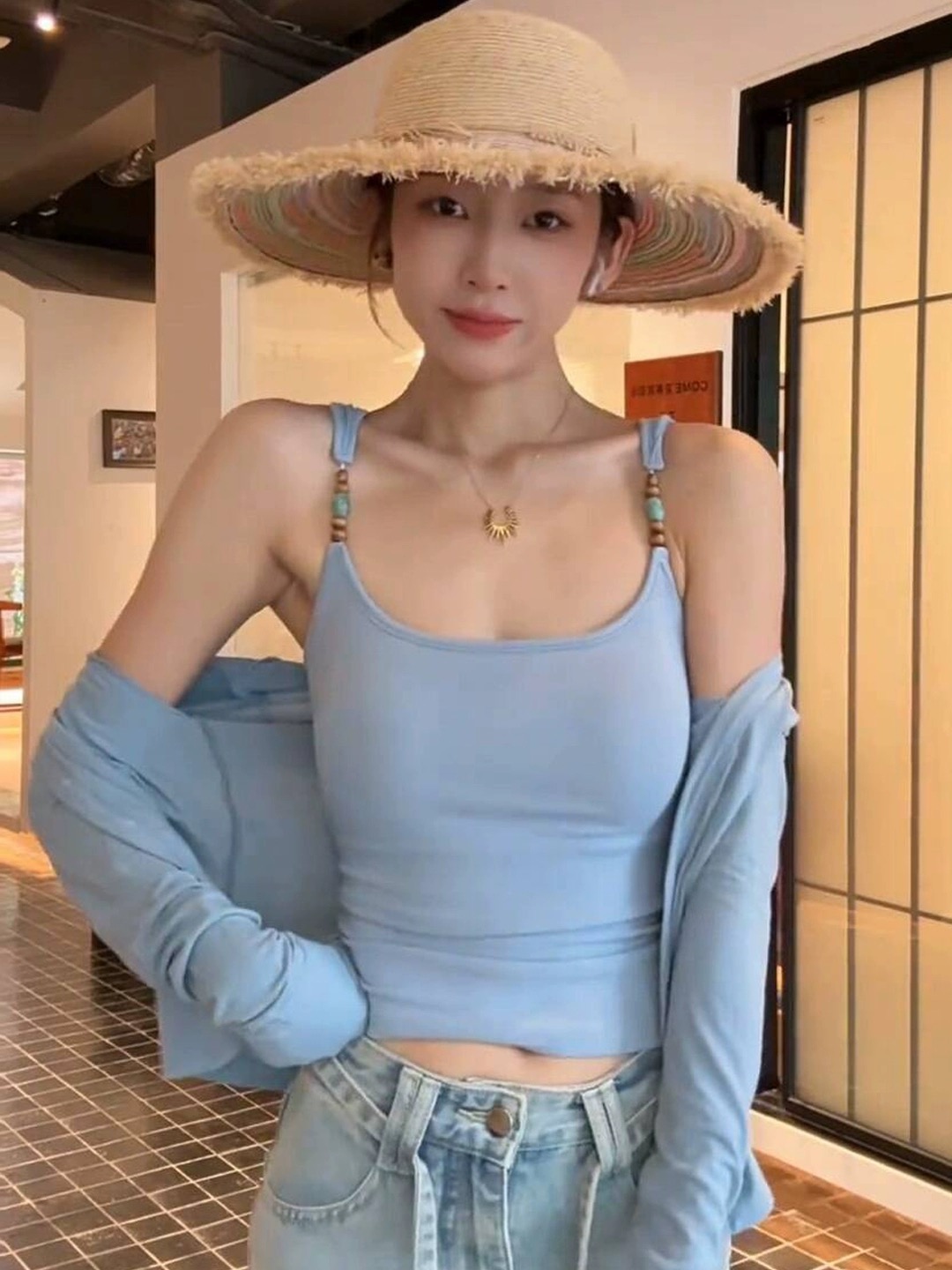 FA34747# 泰国绝美法式带胸垫吊带背心女外穿夏季打底内搭紫色美背无袖上衣 服裝批發女裝批發服飾貨源