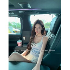 批发首尔直购韩系设计感撞色假两件吊带背心夏季修身显瘦辣妹<b class='q'>上衣</b>