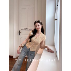 批发依依家小个子芒夏<b class='q'>复古</b>镂空无袖t恤女2026夏季新款轻薄针织上衣