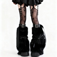 批发原创朋克风皮带保暖中筒JK推推<b class='q'>袜</b>毛绒<b class='q'>腿</b>套y2k辣妹亚文化毛毛<b class='q'>腿</b>套