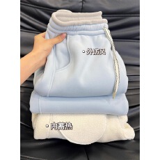 批发原物推荐!加绒加厚羊驼绒卫裤女冬款暖呼呼保暖不臃肿显瘦弯刀裤