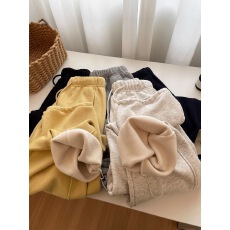 冬季加厚保暖羊羔绒运动卫裤女宽松休闲直筒束脚两穿长裤