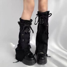 批发夜间教习室<b class='q'>腿</b>套y2k黑色星星牛仔裤半<b class='q'>腿</b>袜子女秋冬亚文化喇叭袜套