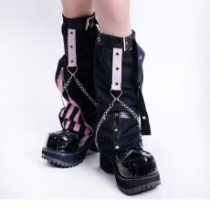 批发原创y2k十字架链条皮扣<b class='q'>腿</b>套女辣妹个性星星朋克堆堆<b class='q'>袜</b>jk亚文化潮