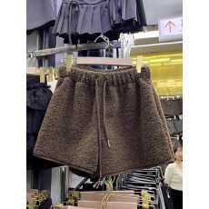 批发加厚羊羔毛<b class='q'>短裤</b><b class='q'>女</b>秋冬季宽松抽绳松紧腰阔腿<b class='q'>裤</b>