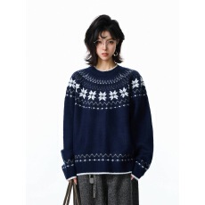 批发美式复古cleanfit费尔岛针织毛衣<b class='q'>男</b>女秋冬季高级感慵懒情侣上衣潮