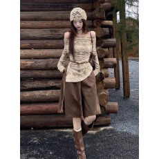 批发2026春季新款美式复古时尚辣妹一字肩小众长袖T恤<b class='q'>休闲</b>中裤女套装