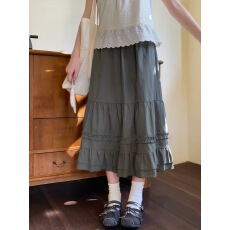 批发奶兔星球-自制 莱赛尔木耳边多层次a字半身裙女长款