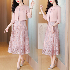 批发2026新款年轻<b class='q'>妈妈</b>结婚礼服平时可穿轻奢<b class='q'>套装</b>旗袍粉色喜婆婆婚宴装