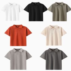 批发260克重磅童装光板POLO衫足球格珠地<b class='q'>夏</b>季休闲上衣