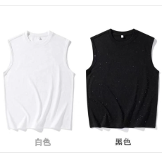 批发童装220克精梳紧密赛络纺满天星亮片坎肩光板背心