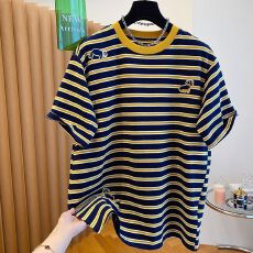 批发大码韩国<b class='q'>韩版</b>条纹t恤女短袖2026夏新款宽松小狗短袖打底衫上衣