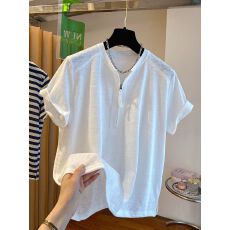 批发高级感大码半拉链t恤女短袖2026新款<b class='q'>宽松</b>开叉内搭洋气打底衫上衣