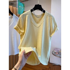 批发反穿设计感小众大码V领t恤女短袖2026新款<b class='q'>宽松</b>内搭打底衫上衣夏季