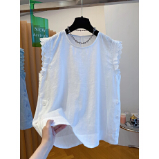 批发高端亚麻无袖上衣女夏装2026新款<b class='q'>宽松</b>麻料小飞袖<b class='q'>衬衫</b>棉麻洋气小衫