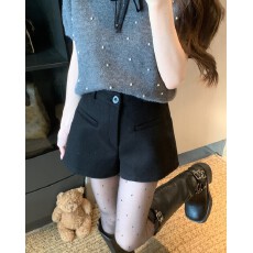 批发实拍  毛呢辣妹<b class='q'>短裤</b>女小个子加厚<b class='q'>高腰</b>A字外穿打底靴裤